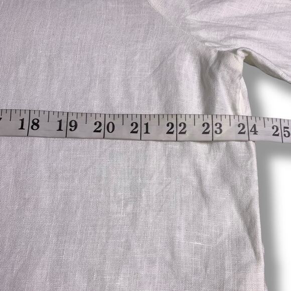 Soft Surroundings Linen Tunic Size 1X Flora Blanco Button Up Embroidered Cuff - Picture 9 of 10
